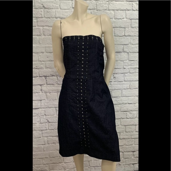 Ashley Stewart Dresses & Skirts - ASHLEY STEWART STUDDED BLUE JEAN STRAPLESS DRESS